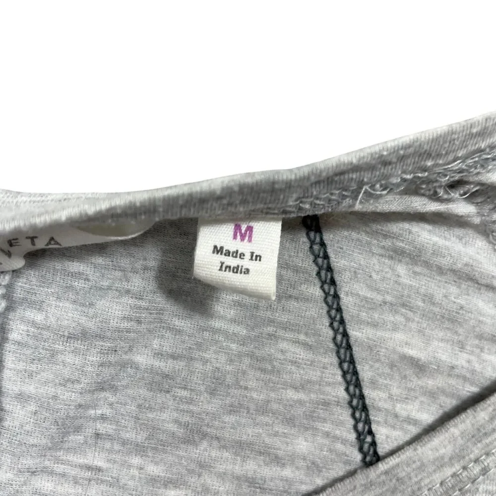 Athleta‎ Light Grey Medium Cotton Blend Long Sleeve Thin Scoop Neck Jersey